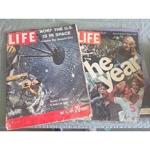Lot of 2 Vintage LIFE Magazines May 12 1961 Alan Shepard & Winter 1976 Year